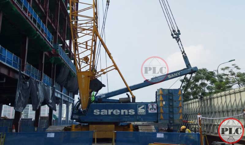 Sany 200 ton crawler crane rental services in Vietnam